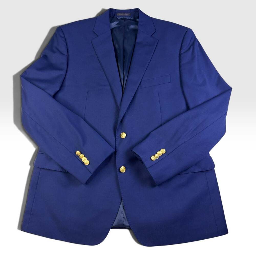 Lauren Ralph Lauren Men’s 43R Royal Blue Wool Blend Gold Button Blazer